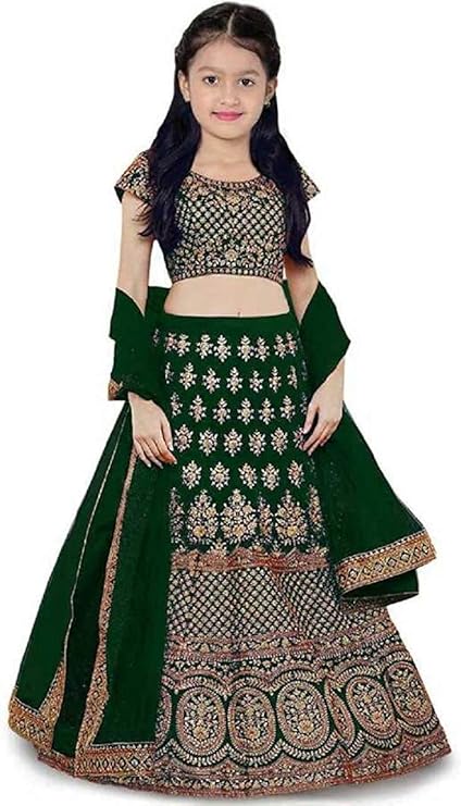ROYAL LASS BABY Girl's Satin Semi-stitched Lehenga Choli & Dupatta Set