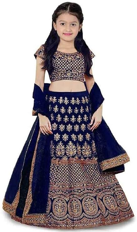 ROYAL LASS BABY Girl's Satin Semi-stitched Lehenga Choli & Dupatta Set