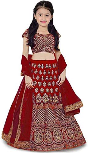ROYAL LASS BABY Girl's Satin Semi-stitched Lehenga Choli & Dupatta Set